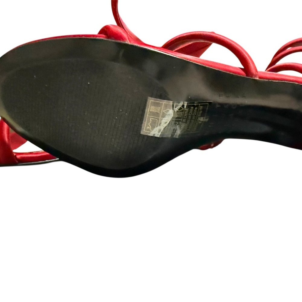 White House Black Market Red Spiral Strap Stiletto Heels - Picture 3 of 5